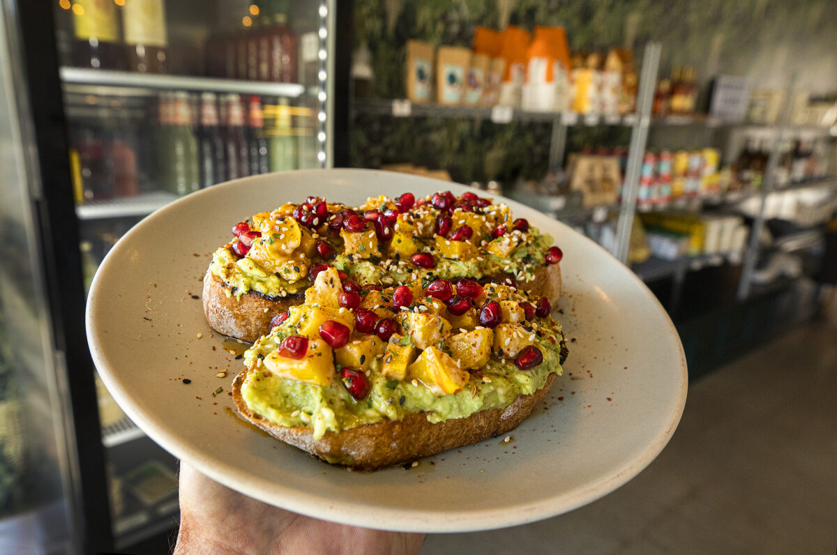 Avocado toast with butternut squash and pomegranate seeds from Baker & Cook in Boyes Hot Springs. (John Burgess/The Press Democrat)