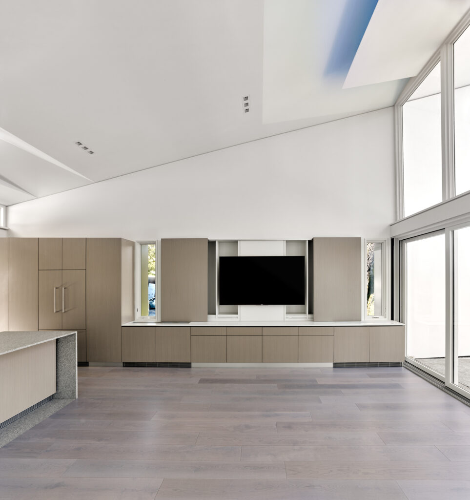 Kitchen and living area with TV screen. (Cesar Rubio)