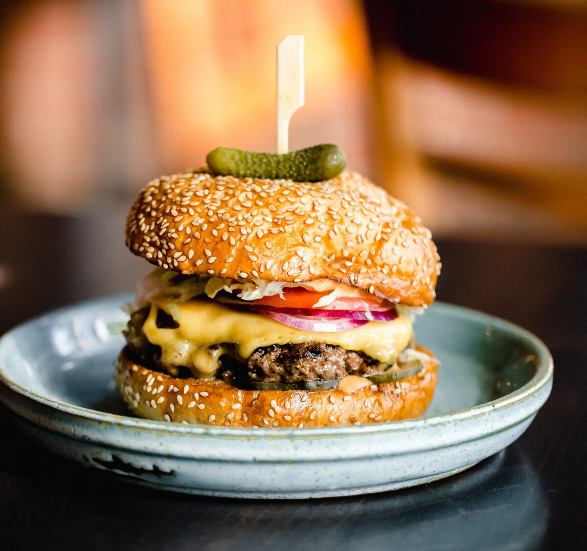 A burger from Lunch Box, which recently opened in the former East West Cafe space in Sebastopol. (Lunch Box)