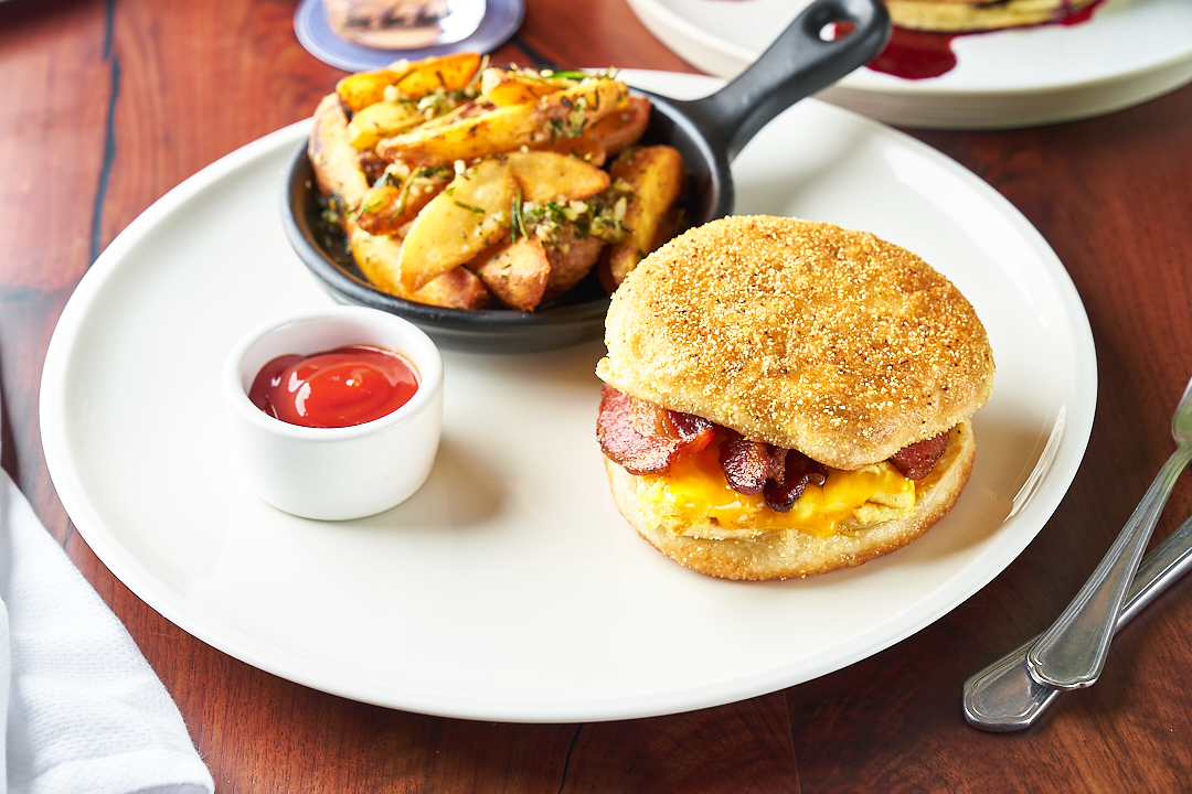 Breakfast sandwich and fries from Wit & Wisdom in Sonoma. (Courtesy of Wit & Wisdom)