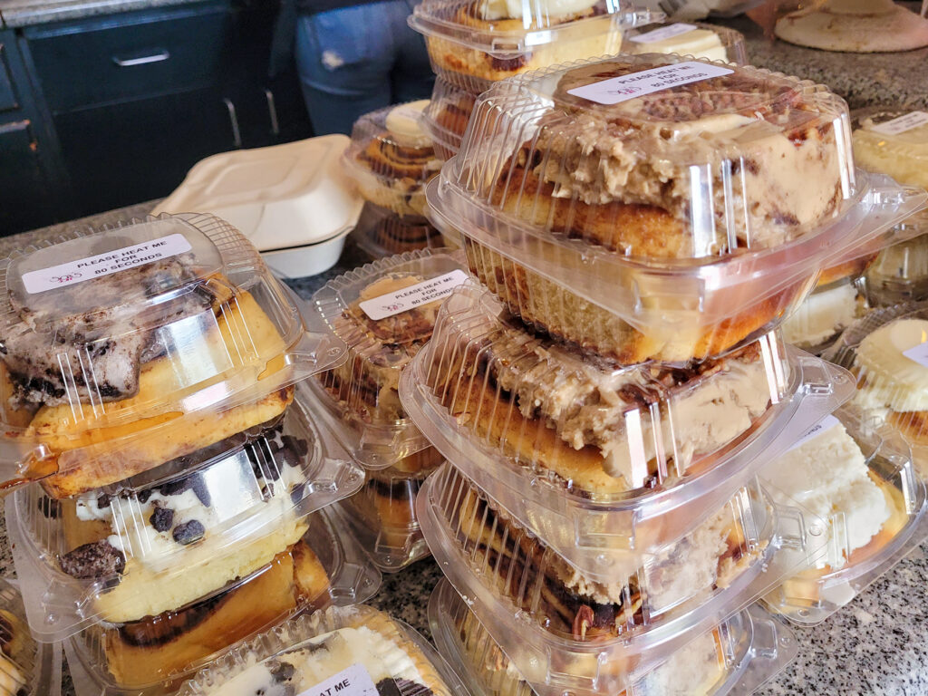 Cinnamon rolls at Sax’s Joint in Petaluma. (Heather Irwin/Sonoma Magazine)