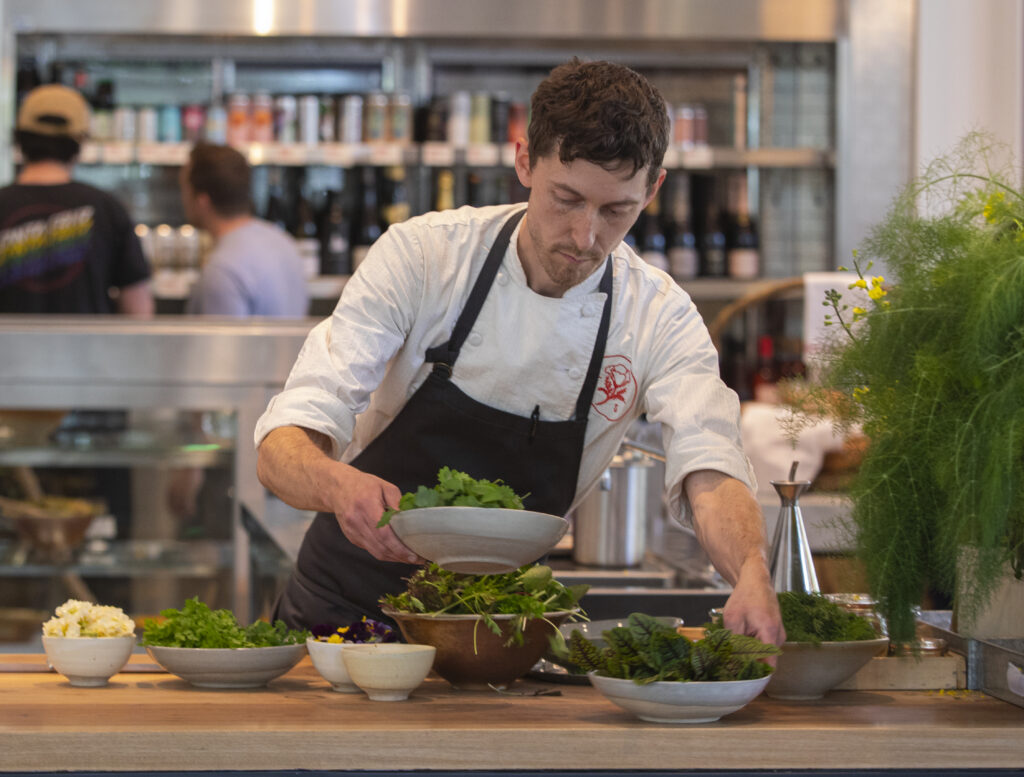 Chef Bryan Oliver of Little Saint during preps for the grand opening in downtown Healdsburg on April 22, 2022. (Chad Surmick / The Press Democrat)