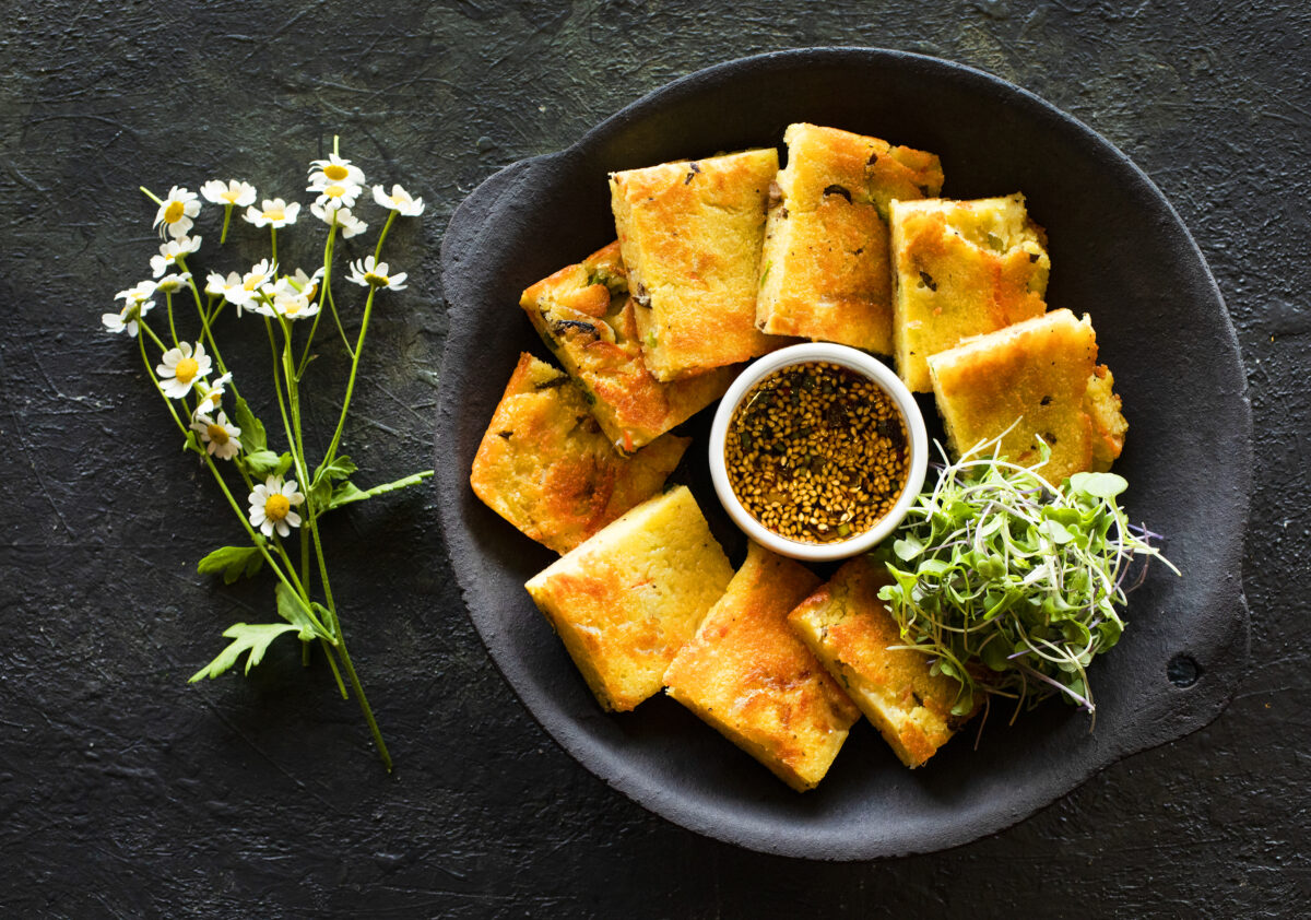 Mung Bean Pancake with vegetables from Soban Korean in Petaluma. (John Burgess/The Press Democrat)