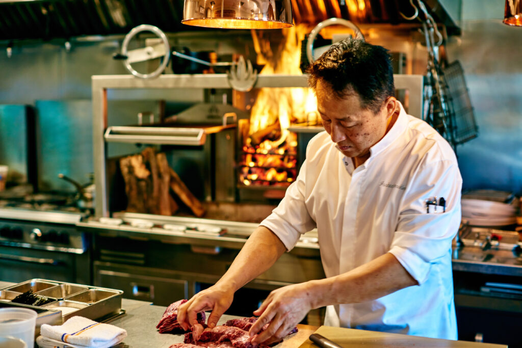 Chef Joshua Smookler prepares a dish of aged Iberico pork, served two ways. (Kim Carroll/for Sonoma Magazine)