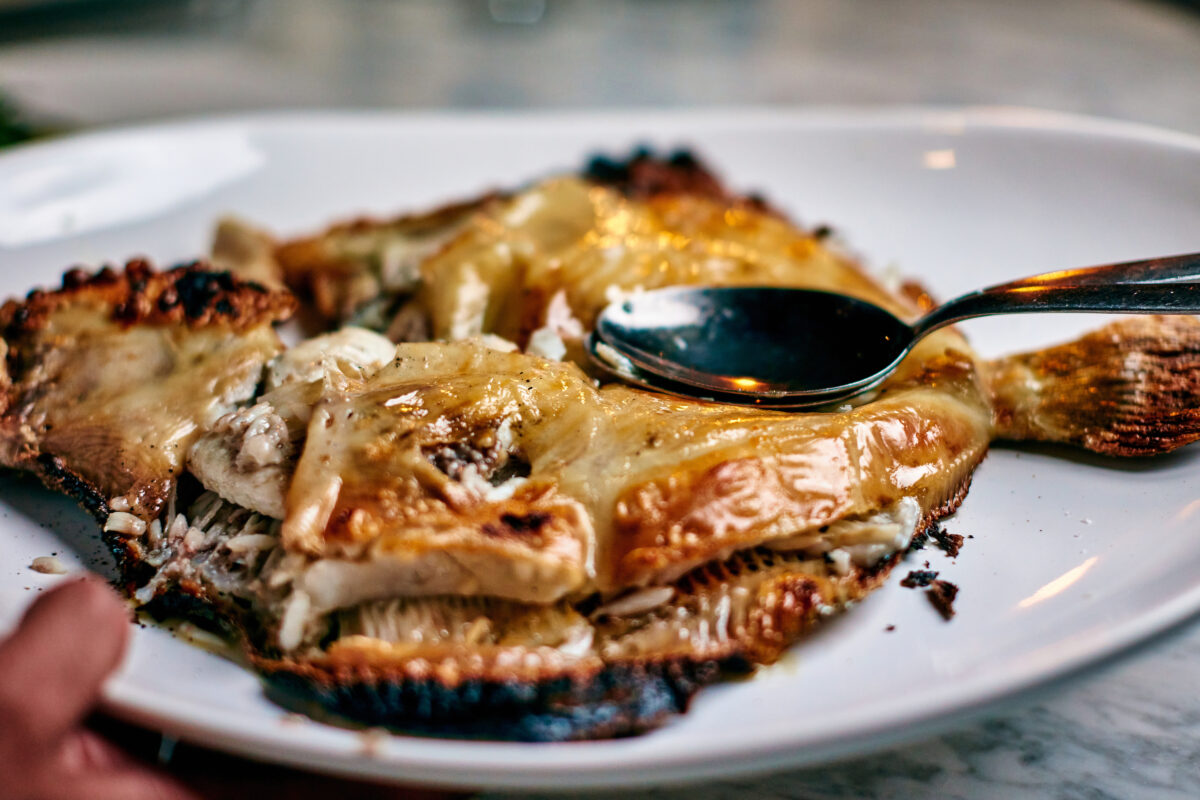 Turbot, is served on a large plate at Animo, a restaurant in Sonoma. (Kim Caroll/for Sonoma Magazine)