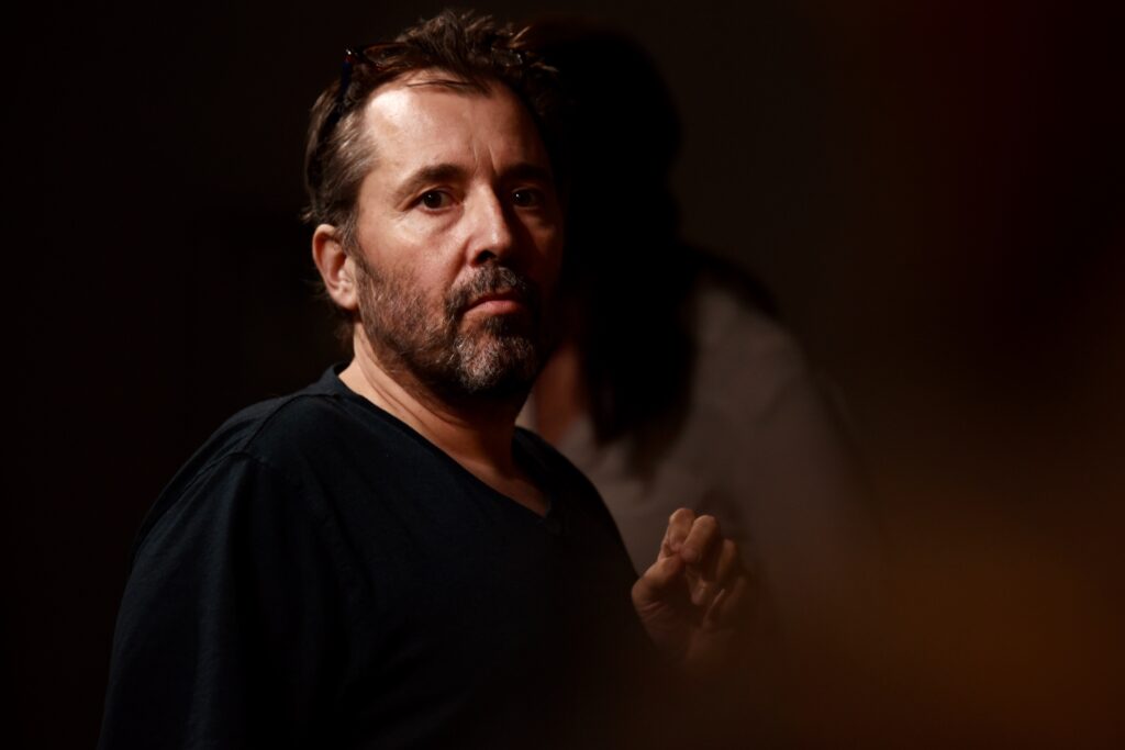 Hungarian director ¡rp·d Schilling during a dress rehearsal for S D A (Someone Dies Again); a new work that focuses on the role that gun violence play in American society at The Imaginists theater in Santa Rosa, Calif., on Monday, April 30, 2022. (Erik Castro/For The Press Democrat)