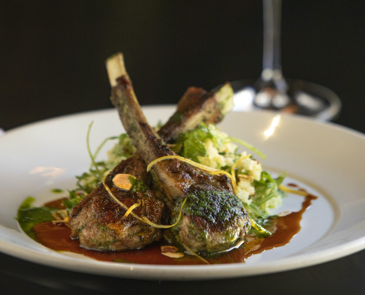 Moroccan Style BBQ'd Lamb Chops with Mint Chutney & Preserved Lemon Couscous is a traditional Willi's Wine Bar dish now served at Willi's Seafood in Healdsburg. (John Burgess/The Press Democrat)
