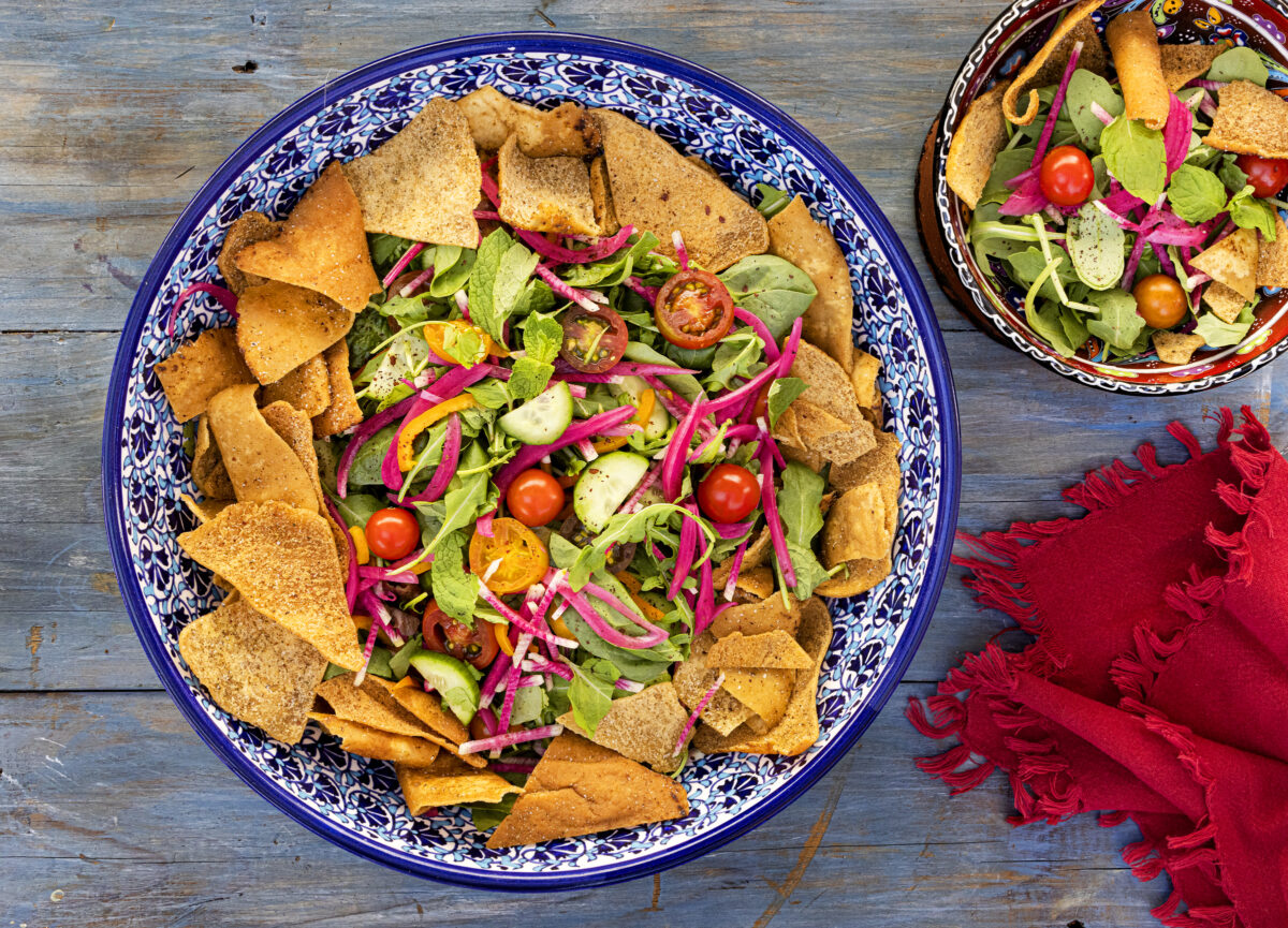 Fattoush salad with a sprinkle of Za'atar from Cristina Topham, owner of Spread Kitchen in Sonoma. (John Burgess/The Press Democrat)
