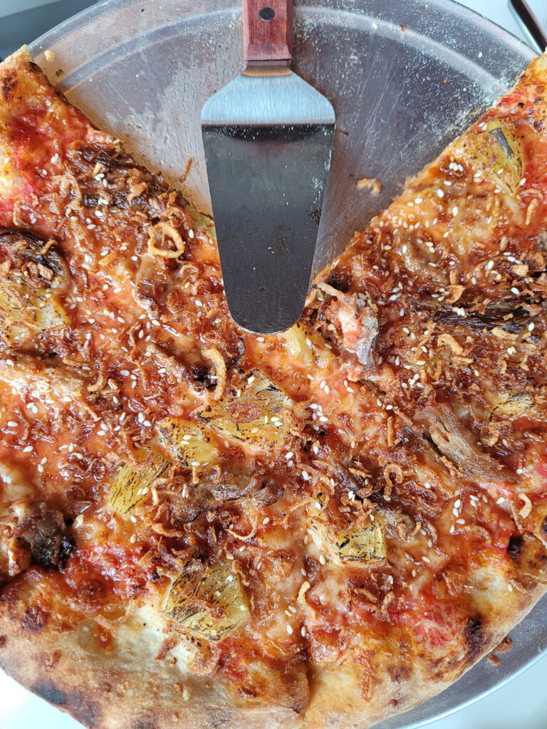 Bora Bora pizza at Sonoma Pizza Co. in Forestville. (Heather Irwin / The Press Democrat)