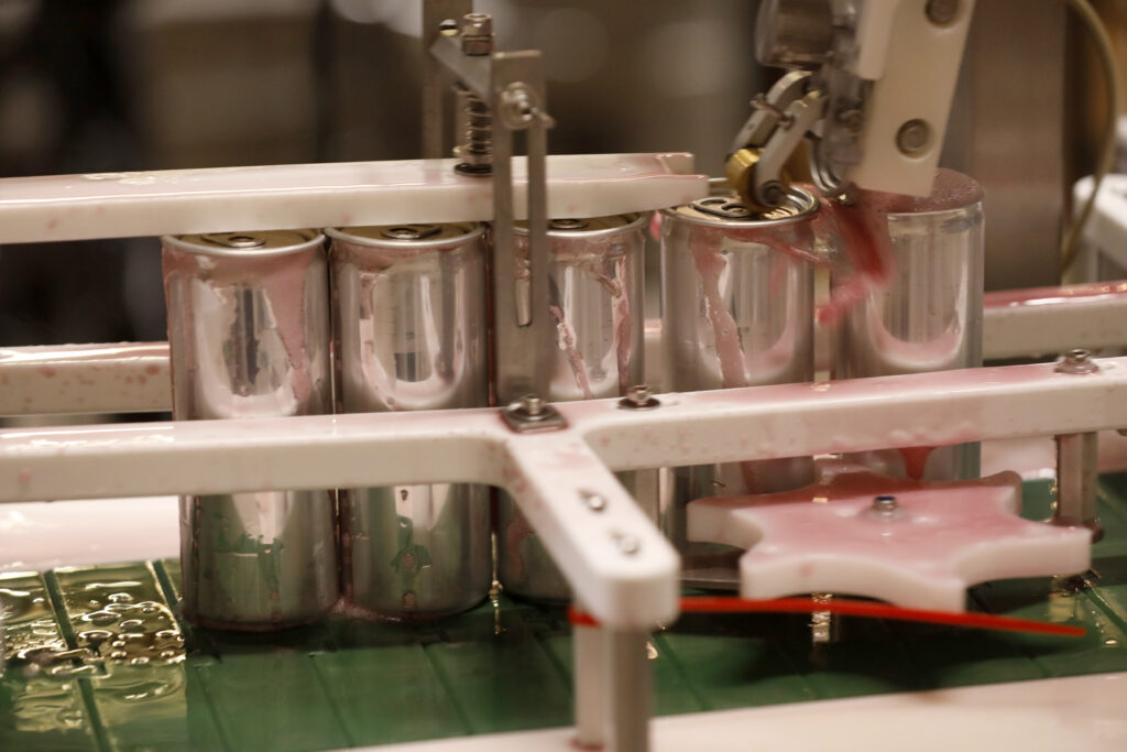 Sparkling piquette is canned at Two Shepherds in Windsor, Calif. on Tuesday, May 31, 2022. (Beth Schlanker/The Press Democrat)