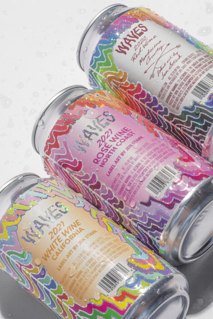 Waves, a canned wine label from Las Jaras Wines. (Courtesy of Las Jaras Wines)