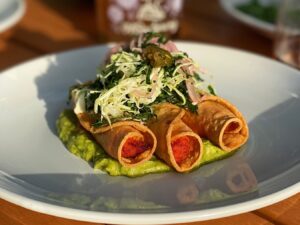 Chef Jennifer McMurry's vegan tacos dorados at Bloom Carneros, formerly Kivelstadt Cellars and Winegarten, in Sonoma. (Bloom Carneros)