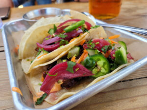 Banh mi tacos at Lagunitas Brewing in Petaluma. (Heather Irwin/Press Democrat)