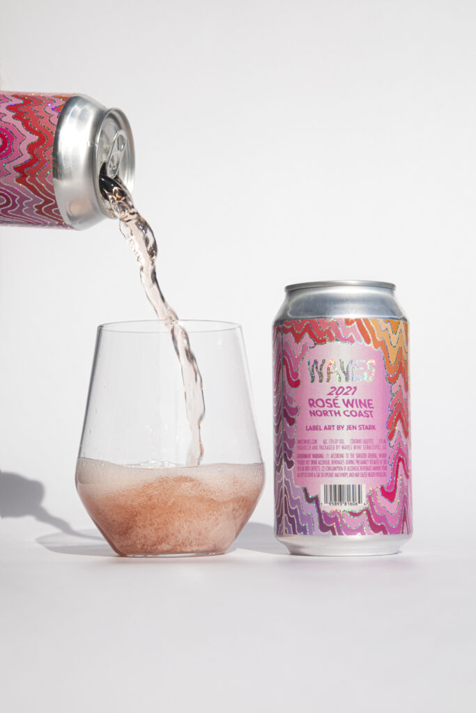 Waves, a canned wine label from Las Jaras Wines. (Courtesy of Las Jaras Wines)