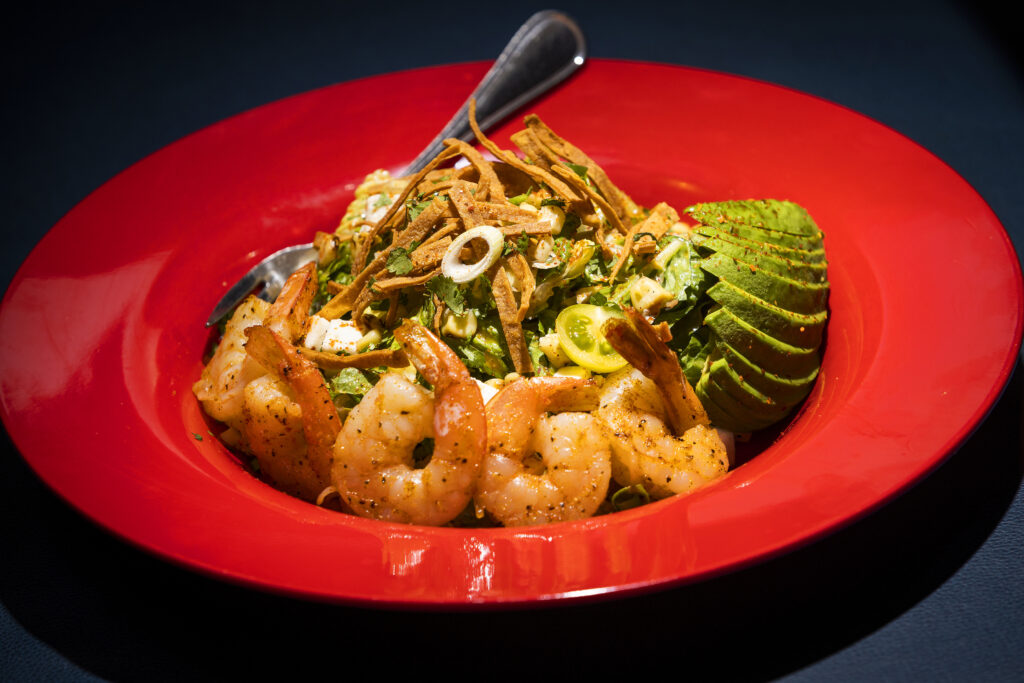 Santa Fe Salad with grilled shrimp from Kina's Kitchen & Bar in Sonoma. (John Burgess / The Press Democrat)