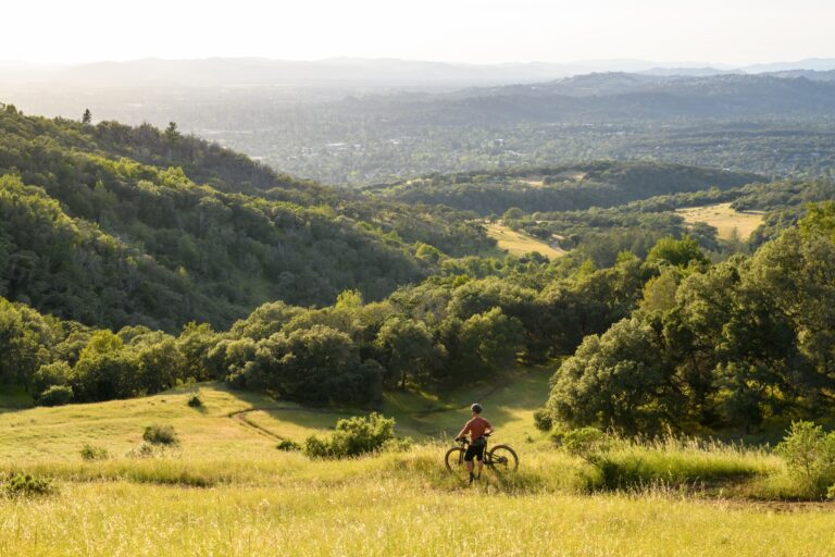 Jeremiah Kahmoson mountain biking in Annadel-Trione State Park, Santa Rosa, California. (Jerry Dodrill Photography)