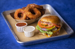 The Smash Burger with a side of Crispy Onion Rings from Sonoma Burger in Sebastopol. (John Burgess/The Press Democrat)
