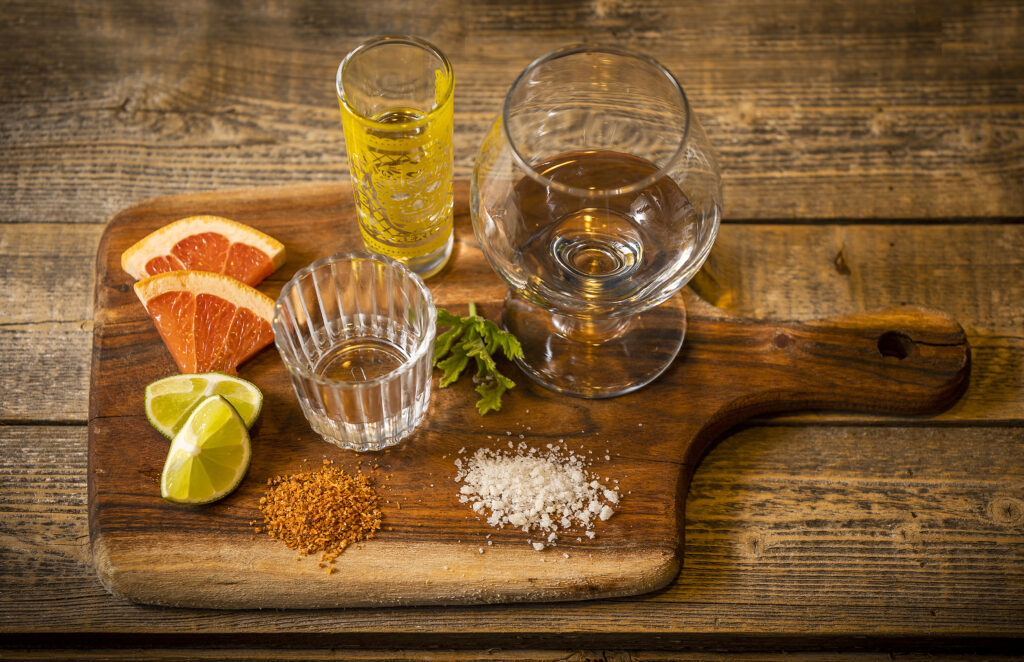 A Tequila + Mezcal Flight from Kina's Kitchen & Bar in Sonoma. (John Burgess/The Press Democrat)