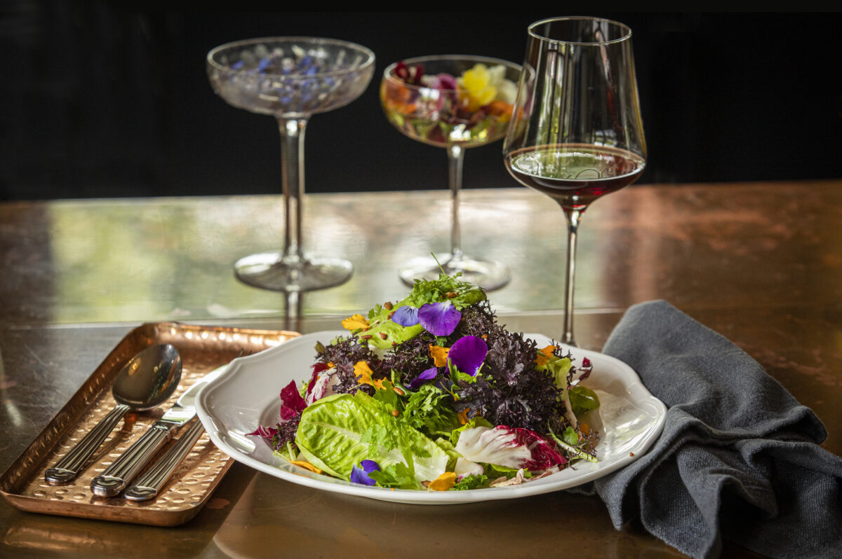 The Madrona Salad with lettuces, fresh and pickled estate vegetables and herb dressing from The Madrona in Healdsburg. (John Burgess / The Press Democrat)