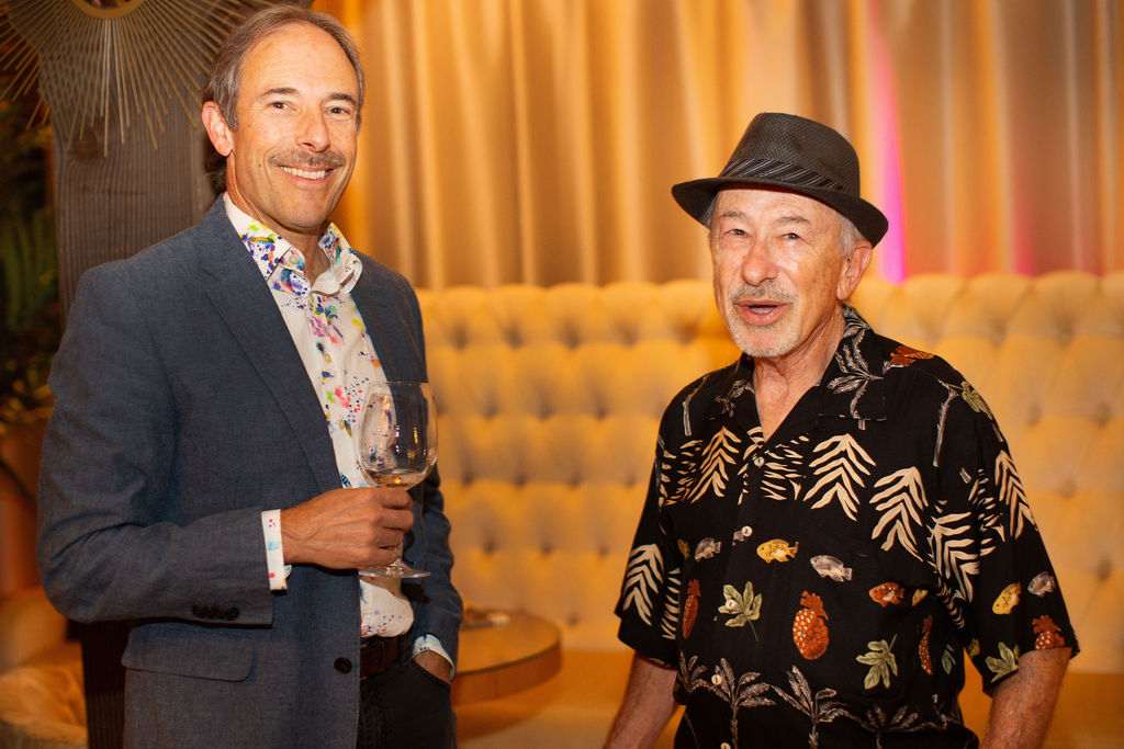Eron Flory, left, and Steven Wolan attend the Sonoma Magazine 10th Anniversary Party at Buena Vista Winery in Sonoma, CA. The event took place on July 28, 2022. (Photo by Charlie Gesell)