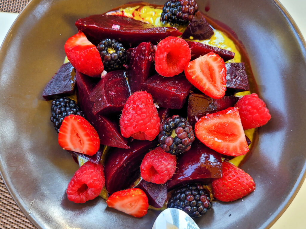 Beets and berries at the Farmstand at Farmhouse Inn. (Heather Irwin/Sonoma Magazine)