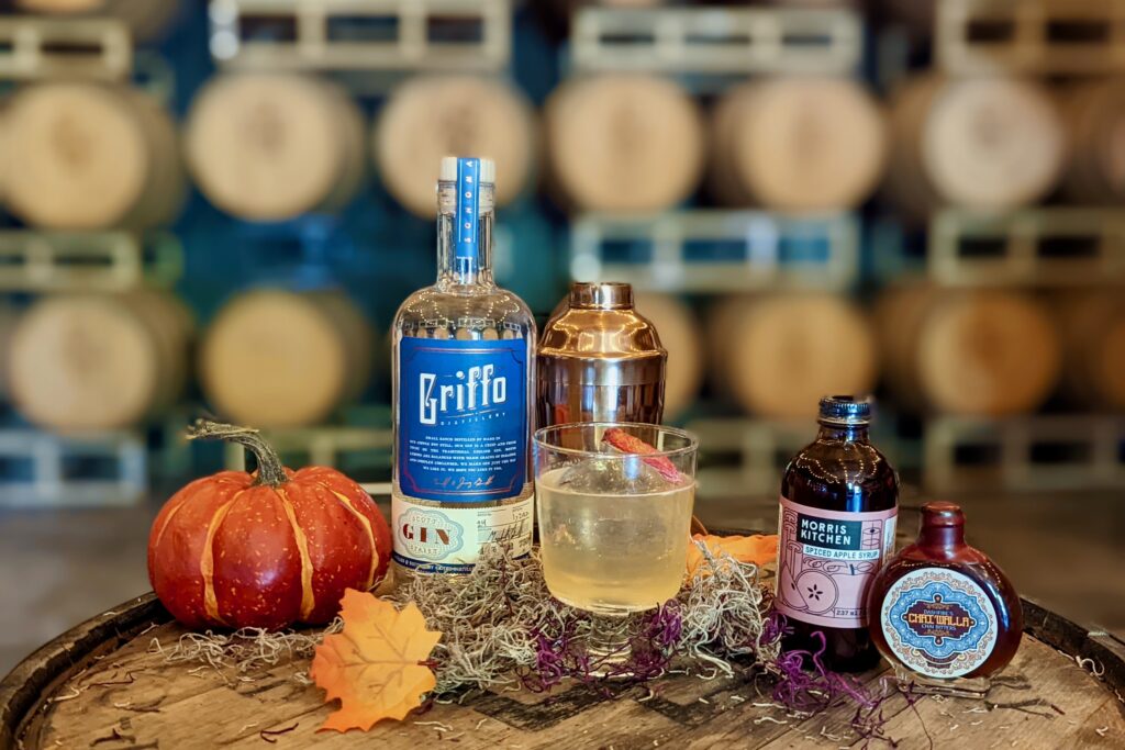 The Fall Collins cocktail kit from Griffo Distillery includes Griffo Scott Street Gin, spiced apple syrup, chai bitters and lemon juice. (Griffo Distillery)