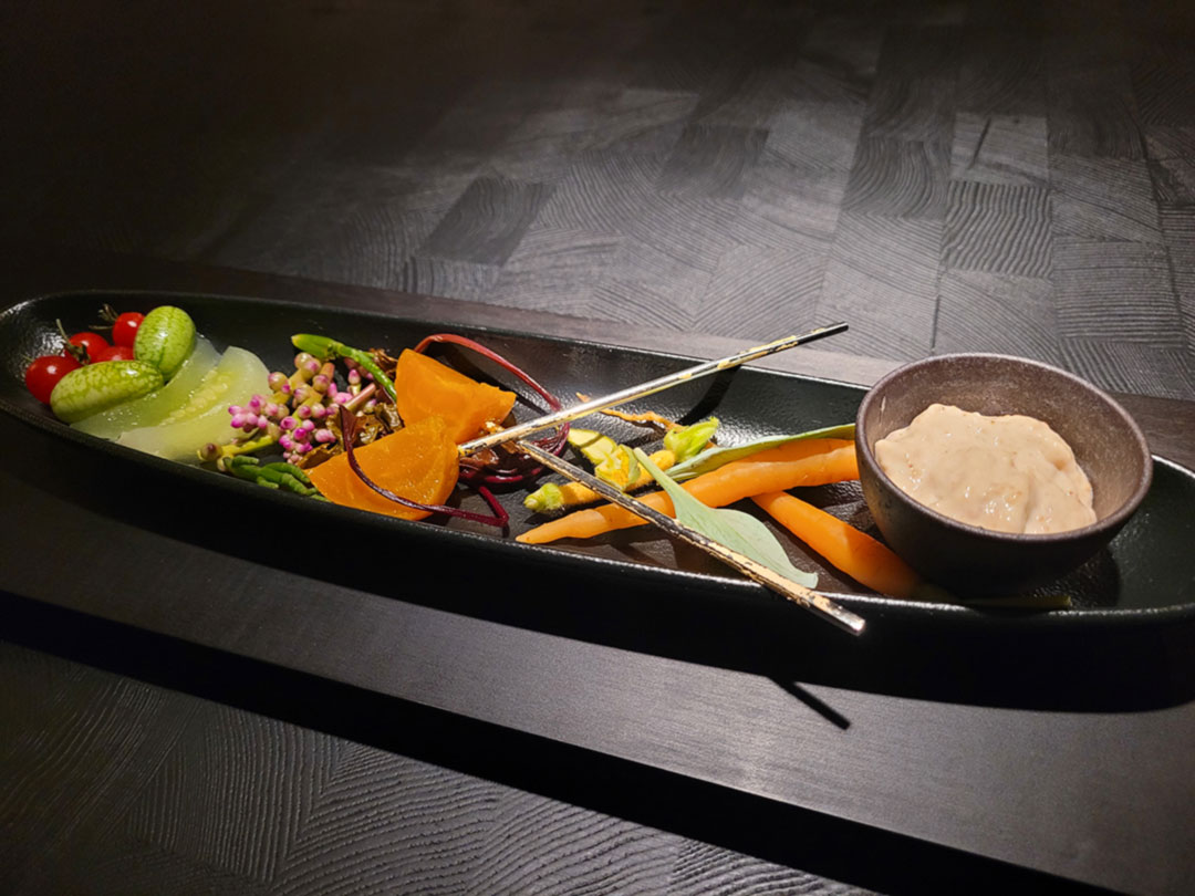 Crudite on the opening menu at Cyrus restaurant in Geyserville. (Heather Irwin / Sonoma Magazine)