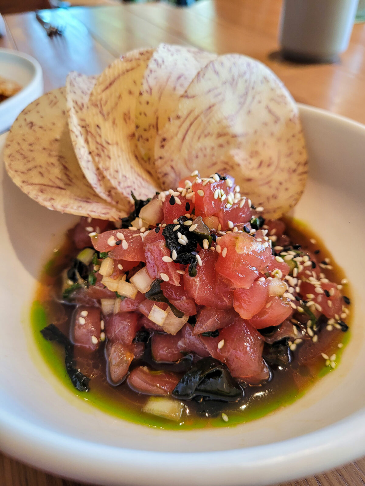 Ahi poke at the Lazeaway restaurant at the Flamingo Resort in Santa Rosa. (Heather Irwin/The Press Democrat)