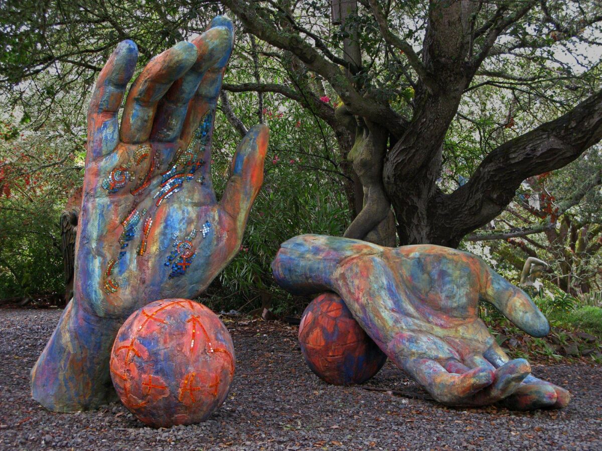 'Hands with Balls,' a past sculpture by Santa Rosa artist Peter Crompton that was once on the Cloverdale Sculpture Trail. (Peter Crompton)