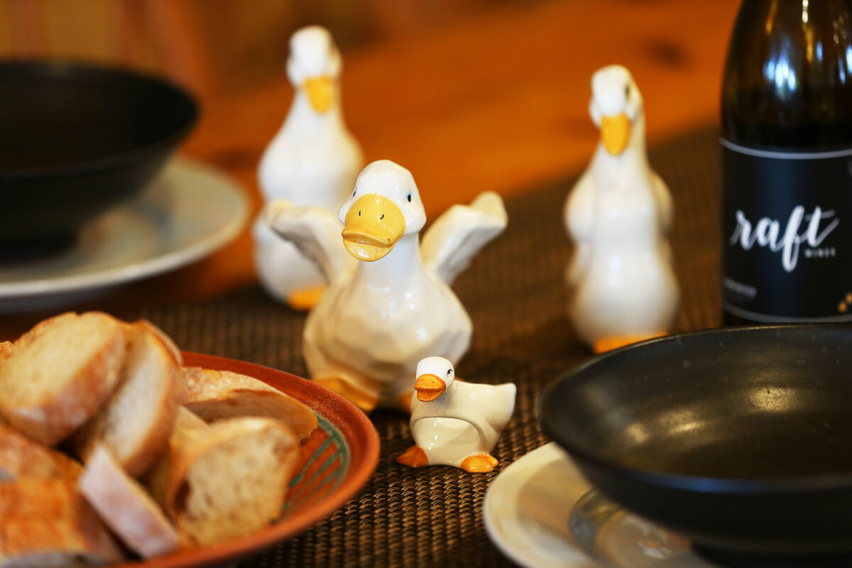 Ducks decorate the dining room table at Jim Richard’s Petaluma home. (Christopher Chung/The Press Democrat)