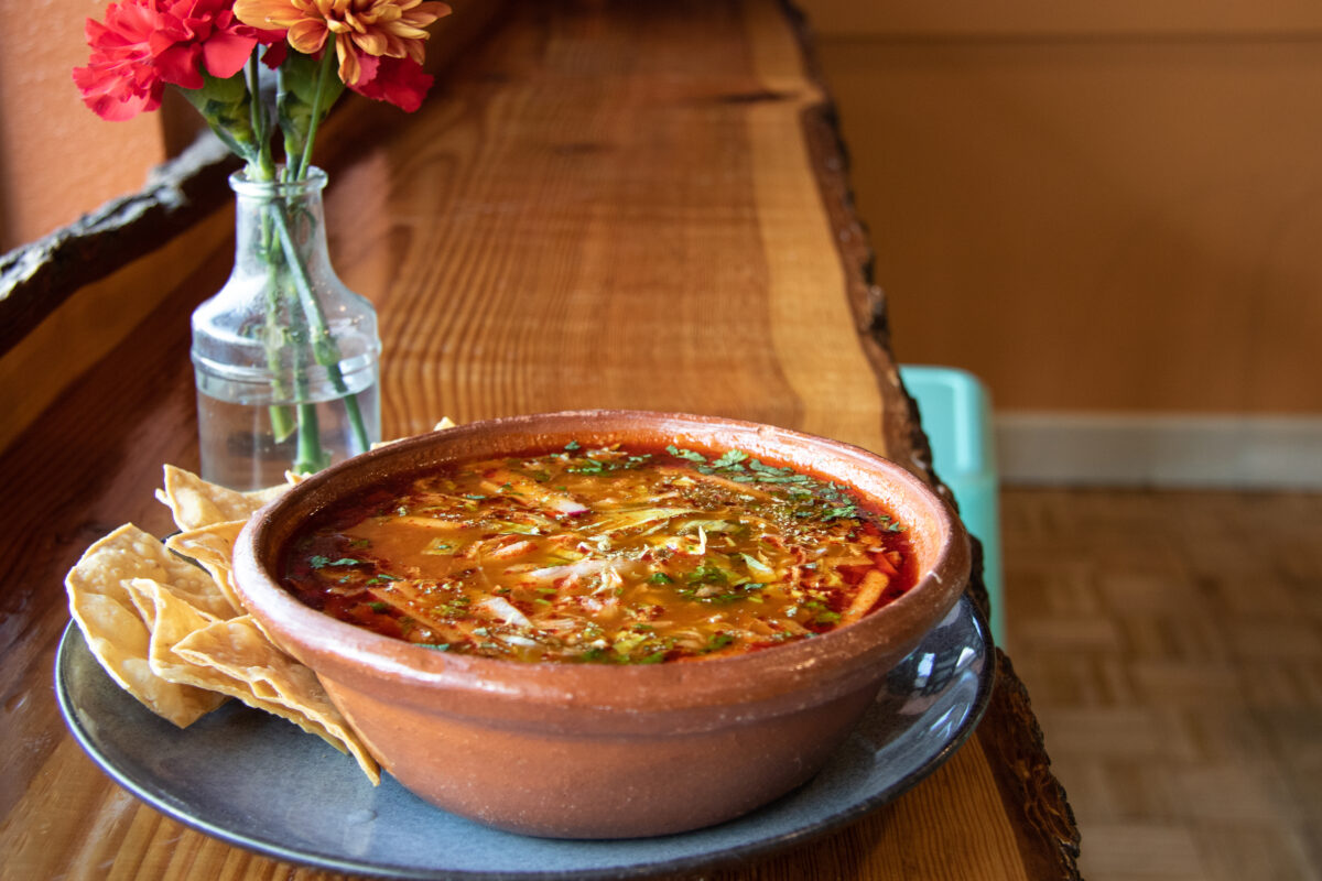 Posole at Sonoma Eats restaurant in Sonoma. (Heather Irwin / The Press Democrat)