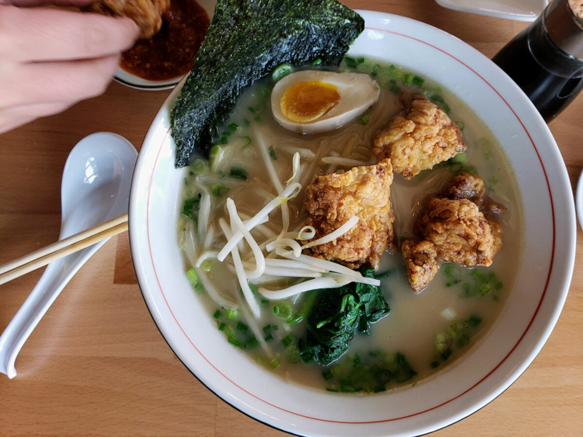 Ramen with Kaarage at Raku Ramen and Rolls, 2424 Midway Dr, Santa Rosa. (Heather Irwin/Press Democrat)