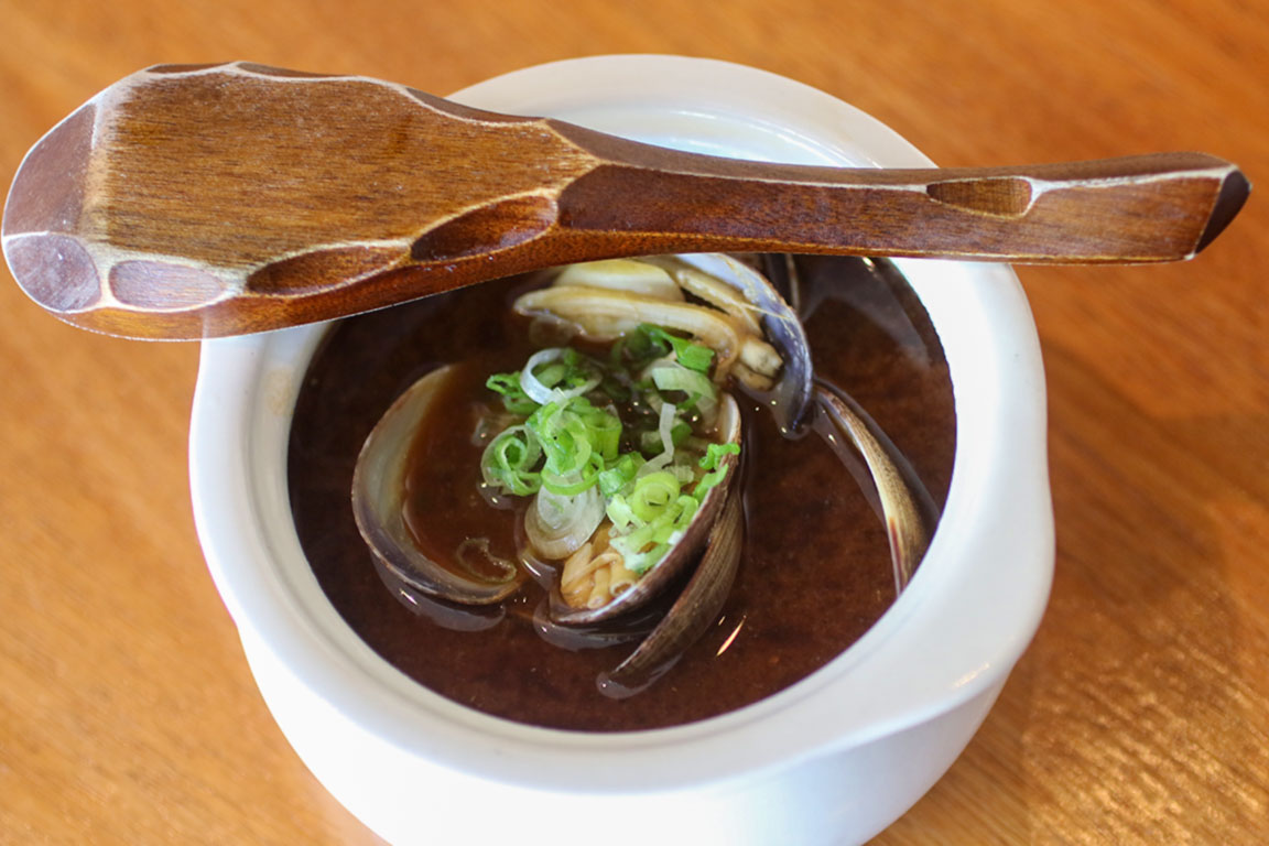 Asari hatcho miso soup at Sake 107 in Petaluma. Heather Irwin/PD