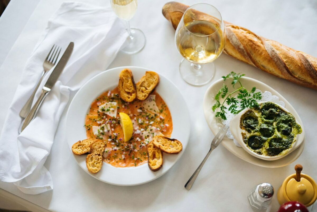 House-smoked salmon and pastis-butter escargot at Bistro Jeanty in Yountville. (Courtesy of Bistro Jeanty)