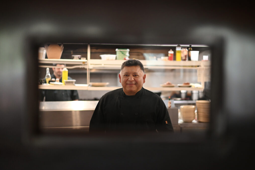 Executive Chef Jorge Gongora in the kitchen at Agriculture Public House at Dawn Ranch in Guerneville, Calif. on Saturday, Dec. 24, 2022. (Erik Castro / For The Press Democrat)
