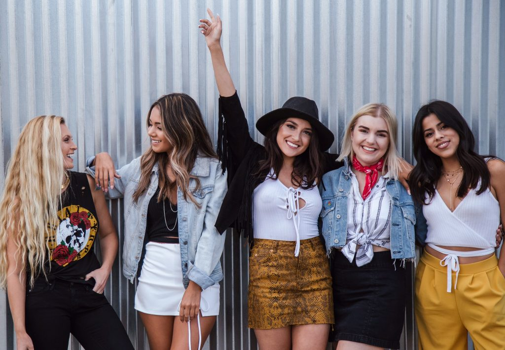 Mercedes Hernandez, center, models Bow N Arrow clothing with her team in the streets of Cotati. (Elise Aileen Photography)