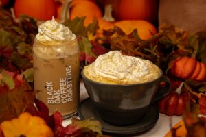 Pumpkin spice lattes from Black Oak Coffee Roasters