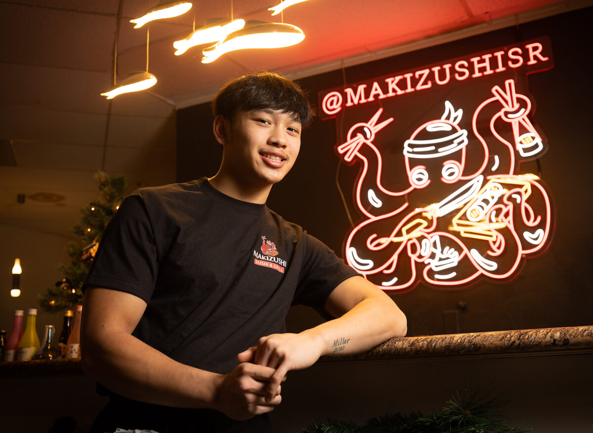 Robert Phouthavong learned the business of sushi working along side his father Southavichit at Sushi Hana since he was 15 years old. Now 18, Robert and his dad have opened Makizushi in Santa Rosa January 3, 2023. (John Burgess/The Press Democrat)