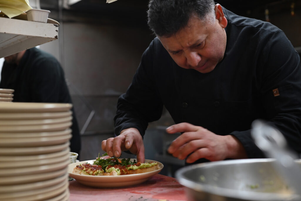 Executive Chef Jorge Gongora prepares brunch menu dishes at Agriculture Public House at Dawn Ranch in Guerneville onSaturday, Dec. 24, 2022. (Erik Castro/For The Press Democrat)