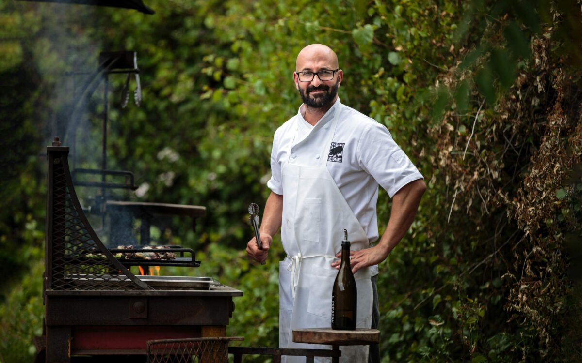 Dino Bugica, chef/owner of Diavola grilling vegetables