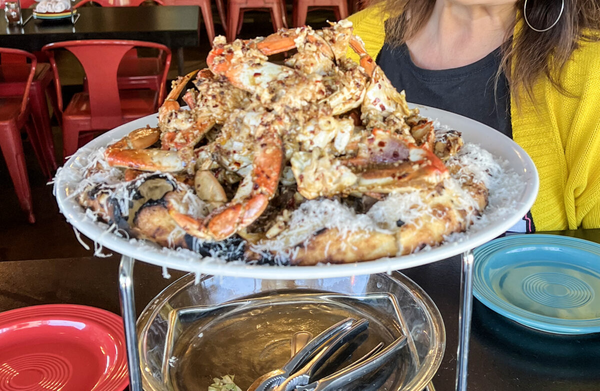 Chili Roasted Dungeness Crab pizza at Il Fuoco in Sonoma. (Il Fuoco)