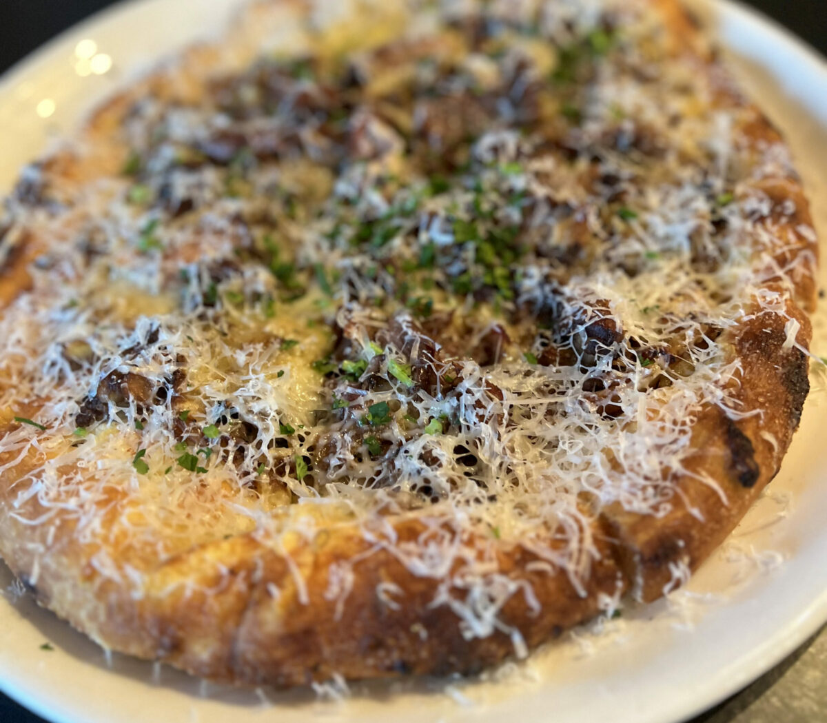 Duck confit pizza with braised cabbage and Compte cheese at Il Fuoco in Sonoma. (Il Fuoco)