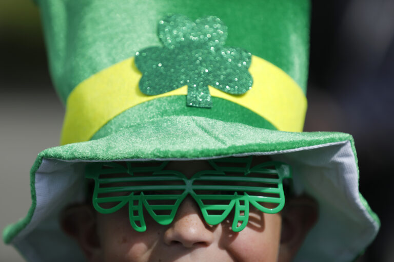 Bryce Humber, 9, stands at the starting line of the St. Patrick's Day 5K on Santa Rosa Ave. near Old Courthouse Square in Santa Rosa, on Sunday, March 13, 2022. (Beth Schlanker/The Press Democrat)