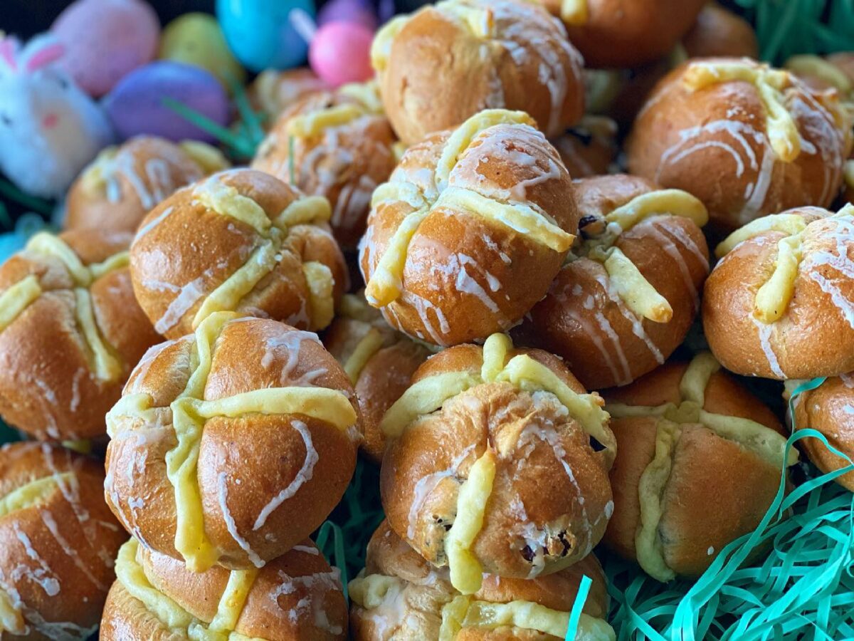 Hot cross buns from Costeaux French Bakery in Healdsburg. (Costeaux French Bakery)
