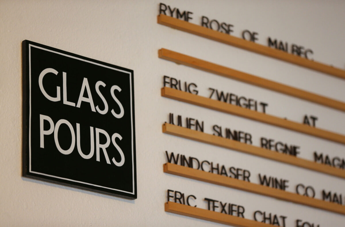 The Redwood natural wine bar offers wine glass pours in Sebastopol on Friday, February 24, 2023. (Christopher Chung/The Press Democrat)