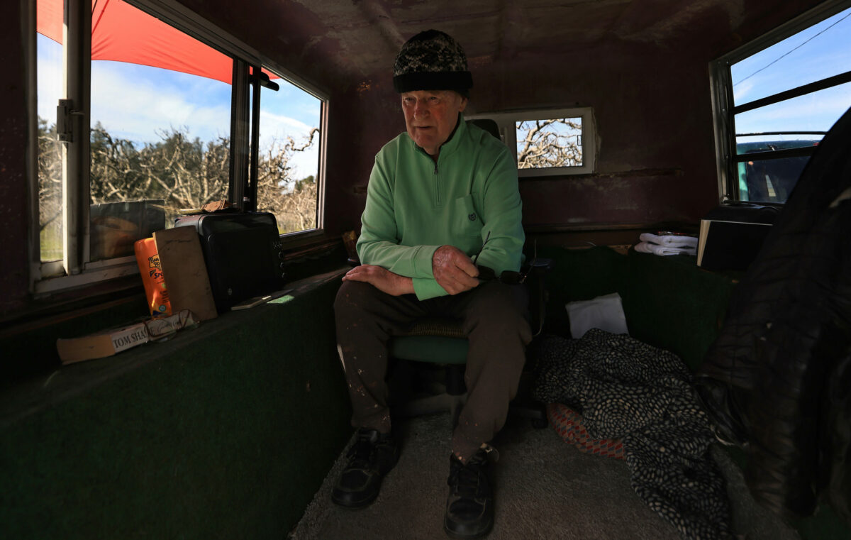 Greg Brummet operates Samnzar Smoke Shack, a small portable trailer towed by his truck, on Highway 12, just west of Sebastopol, Friday, March 17, 2023. (Kent Porter / The Press Democrat) 2023