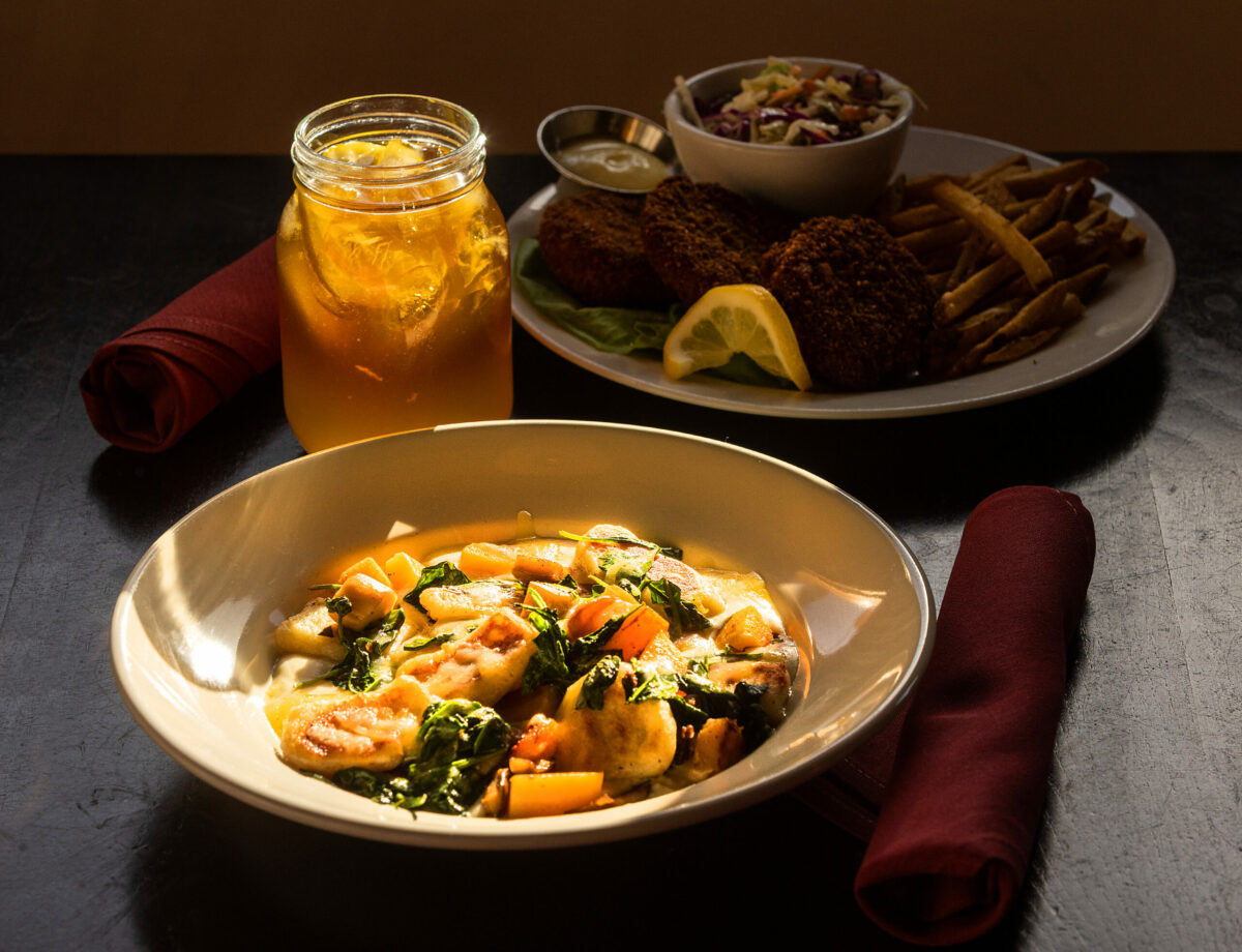 Grilled Gnocchi with roasted mushrooms, Estero Gold cheese, spinach and lemon herb butter from the dinner menu at Americana in Santa Rosa, April 13, 2023. (John Burgess/The Press Democrat)