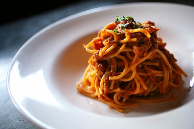 Spaghetti alla Bolognese is served at Baci Cafe & Wine Bar in Healdsburg on Wednesday, November 27, 2013. (Conner Jay/The Press Democrat)