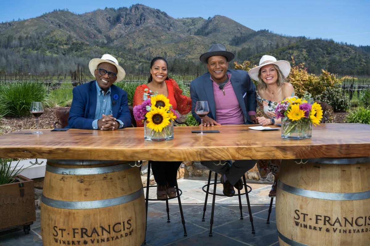 NBC’s “Today” show third hour hosts at St. Francis Winery & Vineyards in Santa Rosa. (Nathan Congleton/NBC)