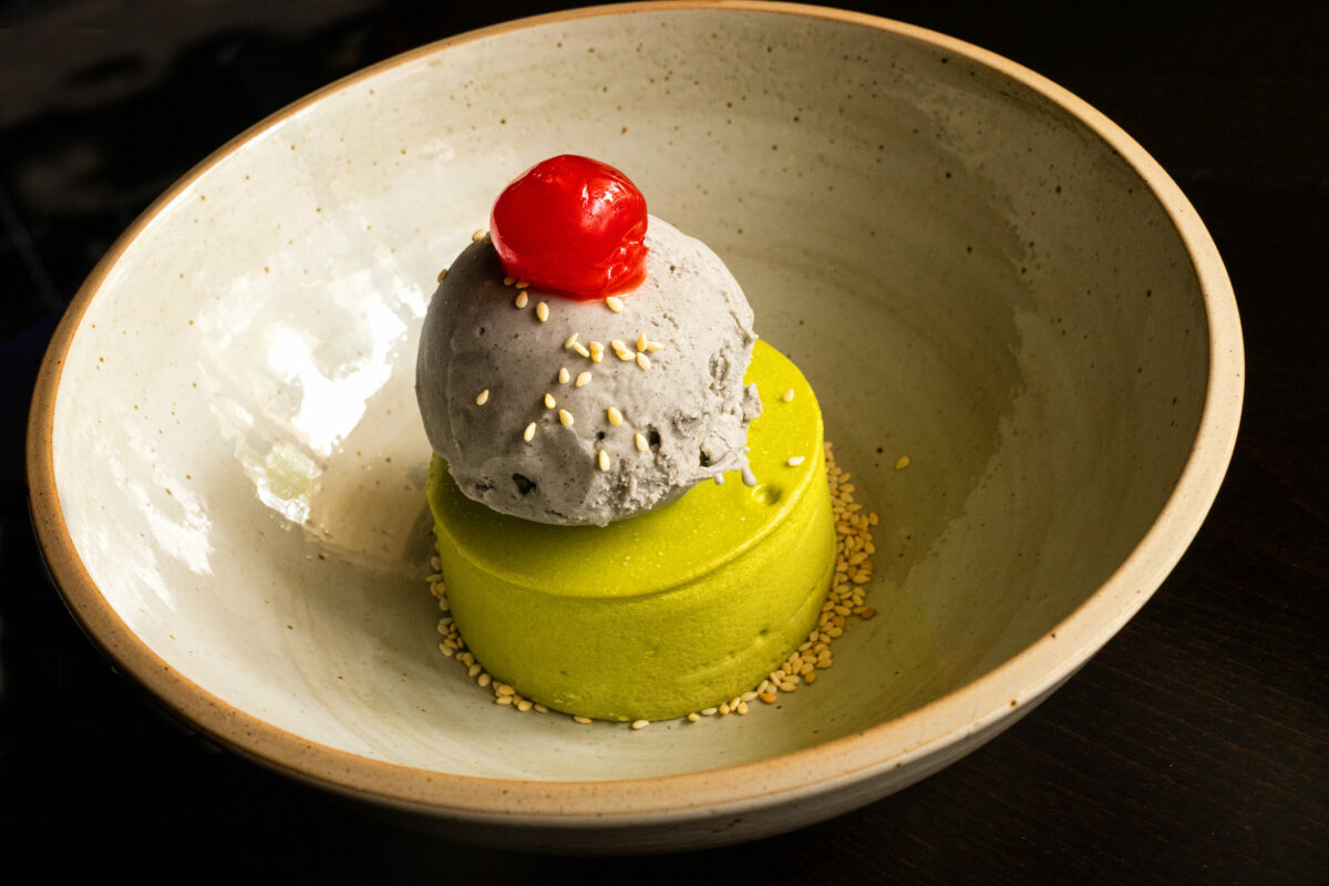Matcha Green Tea Cheesecake with Black Sesame Ice Cream from chef Tony Ounpamornchai’s Mandarin Kitchen in Montgomery Village in Santa Rosa Friday May 5, 2023. (Photo by John Burgess/The Press Democrat)